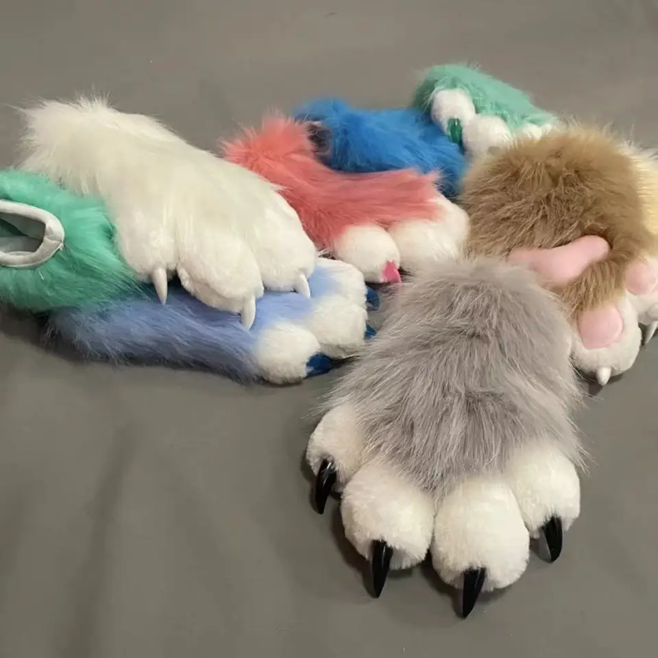 Chlpaté labky Prawsusizované dlhé rukavice Prispôsobenie Kigurumi fursuit 1Pair Cartoon Furry kostým Patče Cosplay kostým Plash kawai