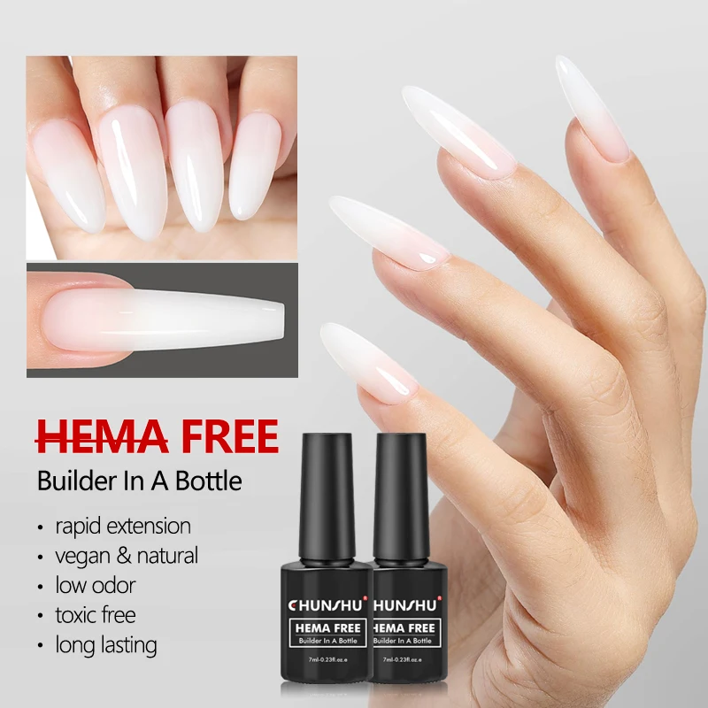 Chnshu 7ml Hema Free Builder Nail Gel Gel vo fľaši nasiaknutím UV LED stavebného gélu pre predĺženie posilňovača posilňovača nechtov na nechty