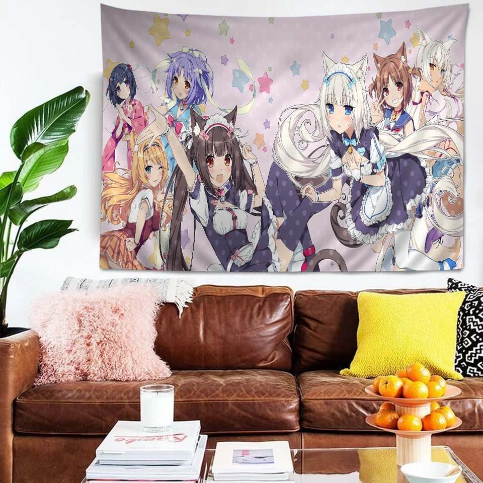 Chocola Nekopara Anime Anime tapiséria hippie kvetinové nástenné koberce koľaj