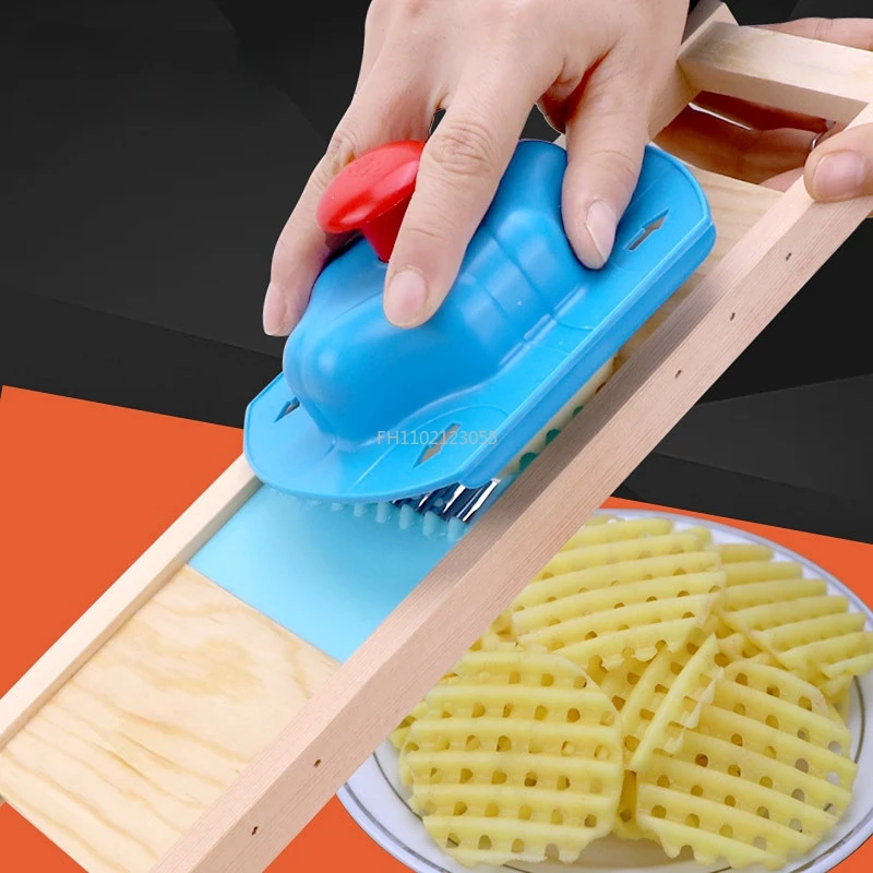 Chopper Cutter Wave Nôž Chipper Salad Kitchen Drhúra štrk na štrk. Drevená zemiaková mriežková mriežka