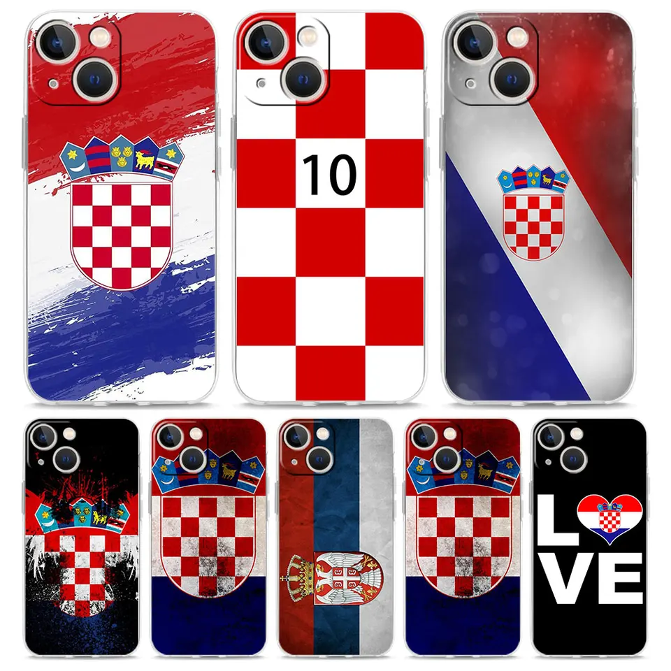 Chorvátska vlajka futbal luxusný priehľadný telefón pre iPhone 15 14 13 12 11 Pro Max xs x xr SE 7 8 plus nárazový priehľadný obal