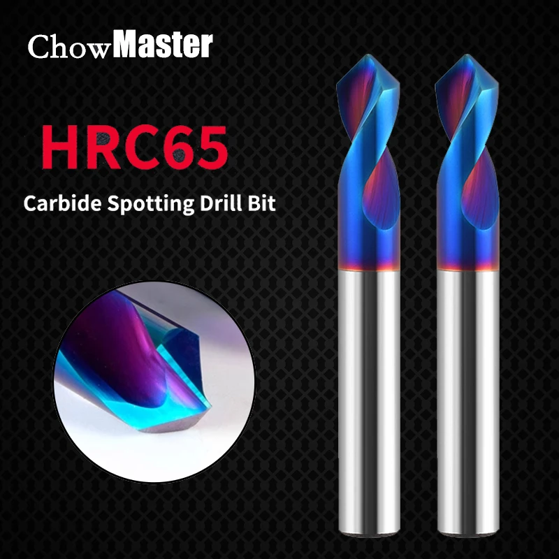 Chowmaster karbid centrovanie vŕtačky modrá nano potiahnutá 90 stupňov 2-12 mm CNC volfrámu Super tvrdé vŕtacie vrtáky