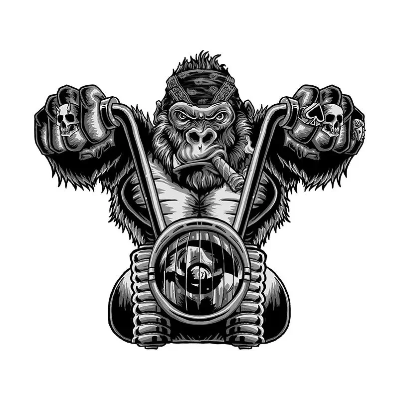 Choďte rýchlo na nálepku Gorilla STRACKER Retro Motorcycle Party Styling Decal Window Kumel prilba pre laptop slepky 13 cm x 11,7 cm
