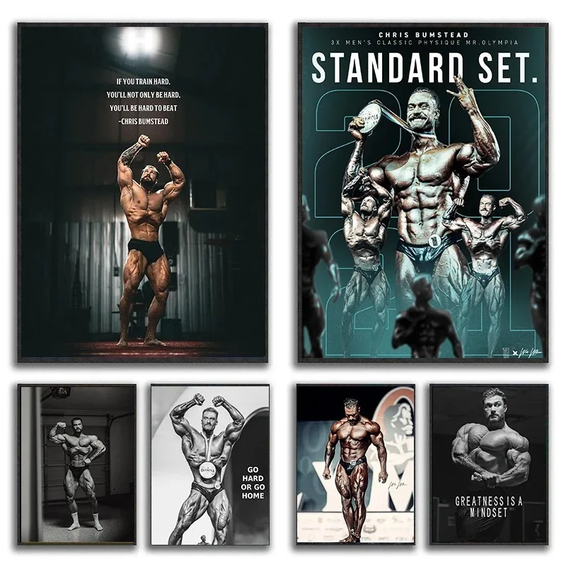 Chris Bumstead Fitness Fitness Motivačné citáty plagát svalové muž nástenné obrázky plátno maľba maľba domova dekorácia