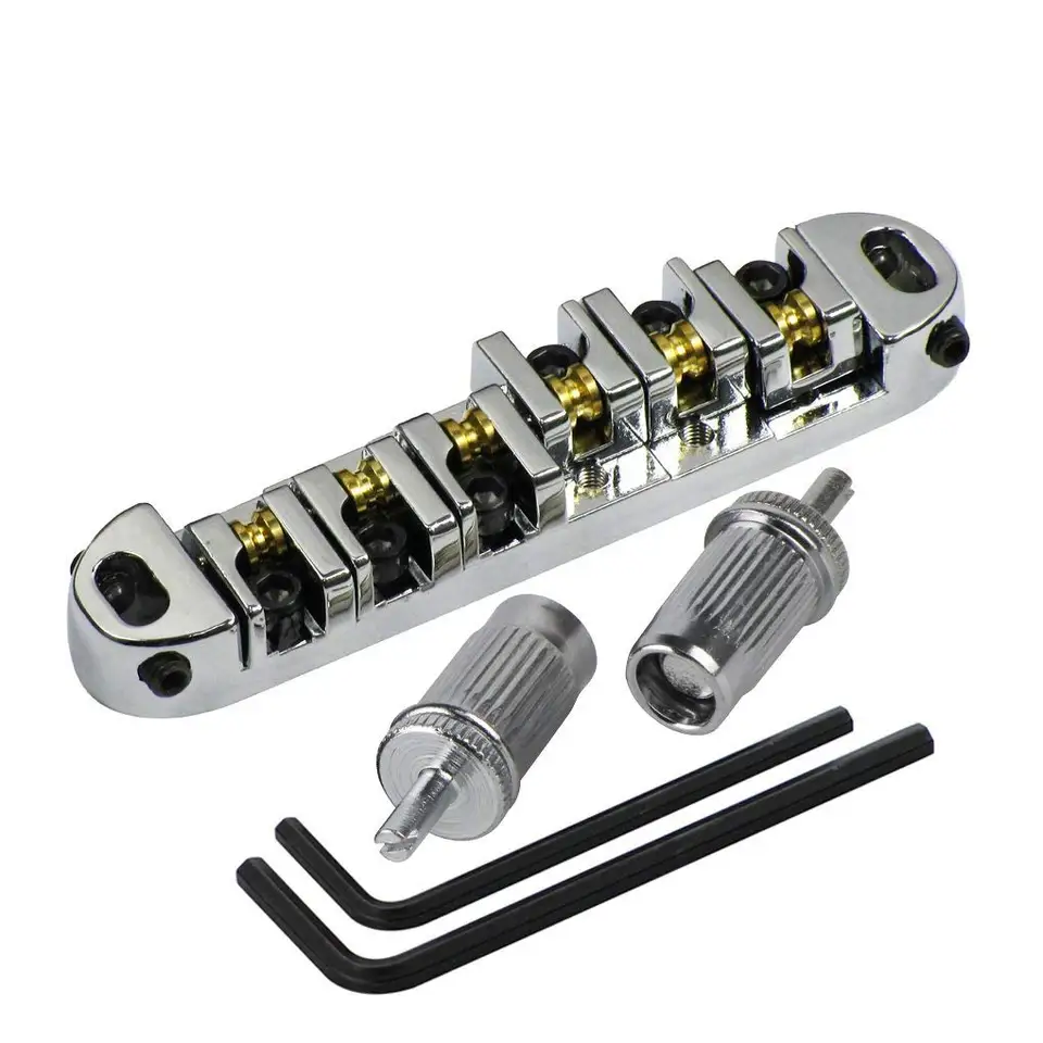 Chrome Metal pokovované valčekové sedlo tune-matic most pre elektrickú gitaru Les Paul v štýle