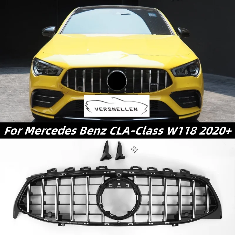 Chrome Silver GT Bumper Bumper Grille for Mercedes Benz CLA-CLAS W118 2020+ CLA180 CLA200 CLA250 CLA35 AMG predný nárazník mriežky