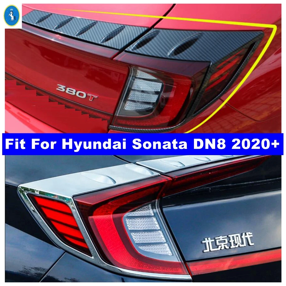 Chrome / uhlíkové vlákno automatické zadné svetlá Zadné žiarovky Zadné žiarovky dekorácie Orezanie ABS príslušenstvo pre Hyundai Sonata DN8 2020 - 2023