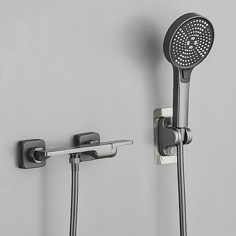 Chrome Wall Mount Kúpeľňa Sprcha Faucet Set s ručnou sprchou