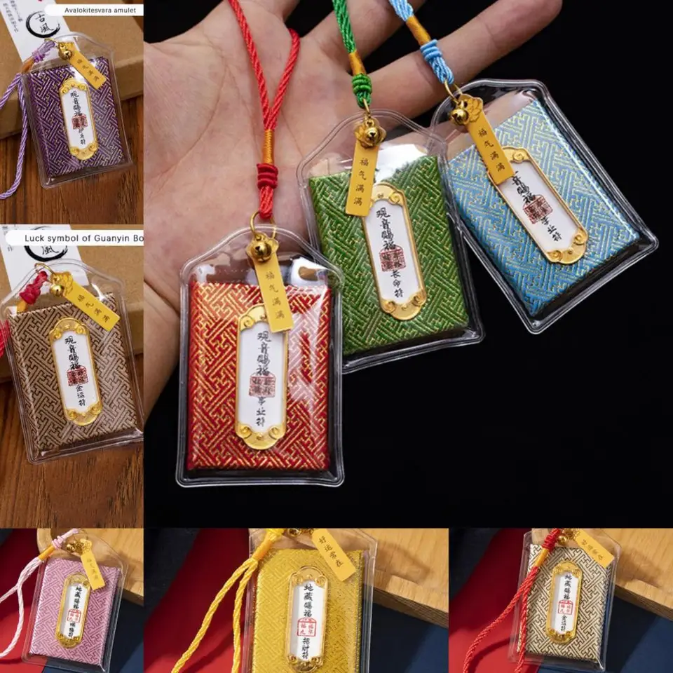 Chrám budhizmu Guan Yin Buddha Efektívny amulet prívesok viacfarebný požehnajte rodinnú bezpečnosť zdravie Luck Career Darček Lucky Bag