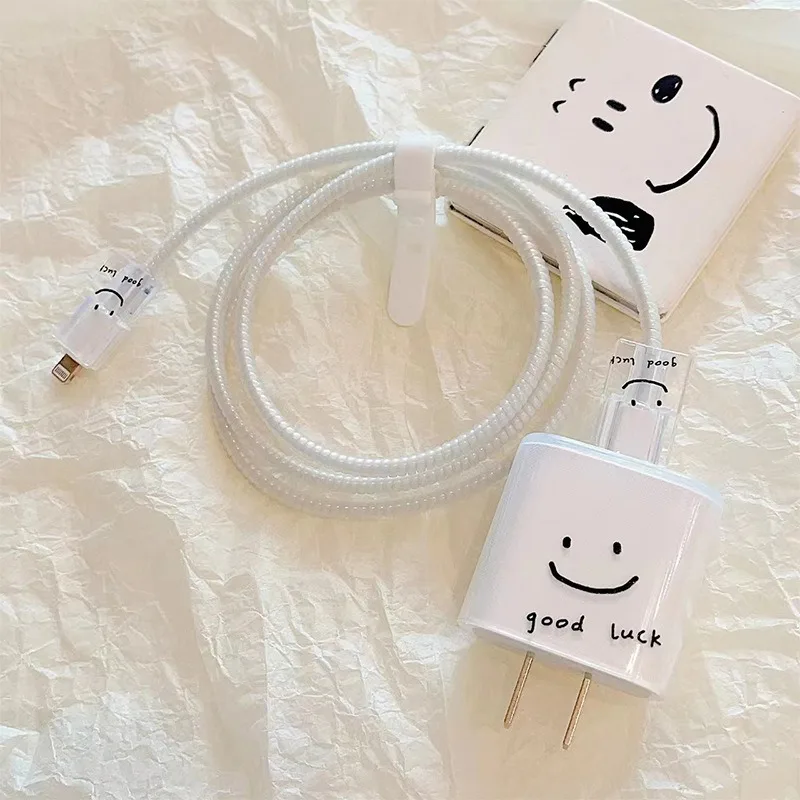 Chránené puzdro pre iPhone 15 14 13 nabíjací kábel zabránenie ochrane proti prelomeniu Set Apple 18W/20W Charger Cartoon Case Case