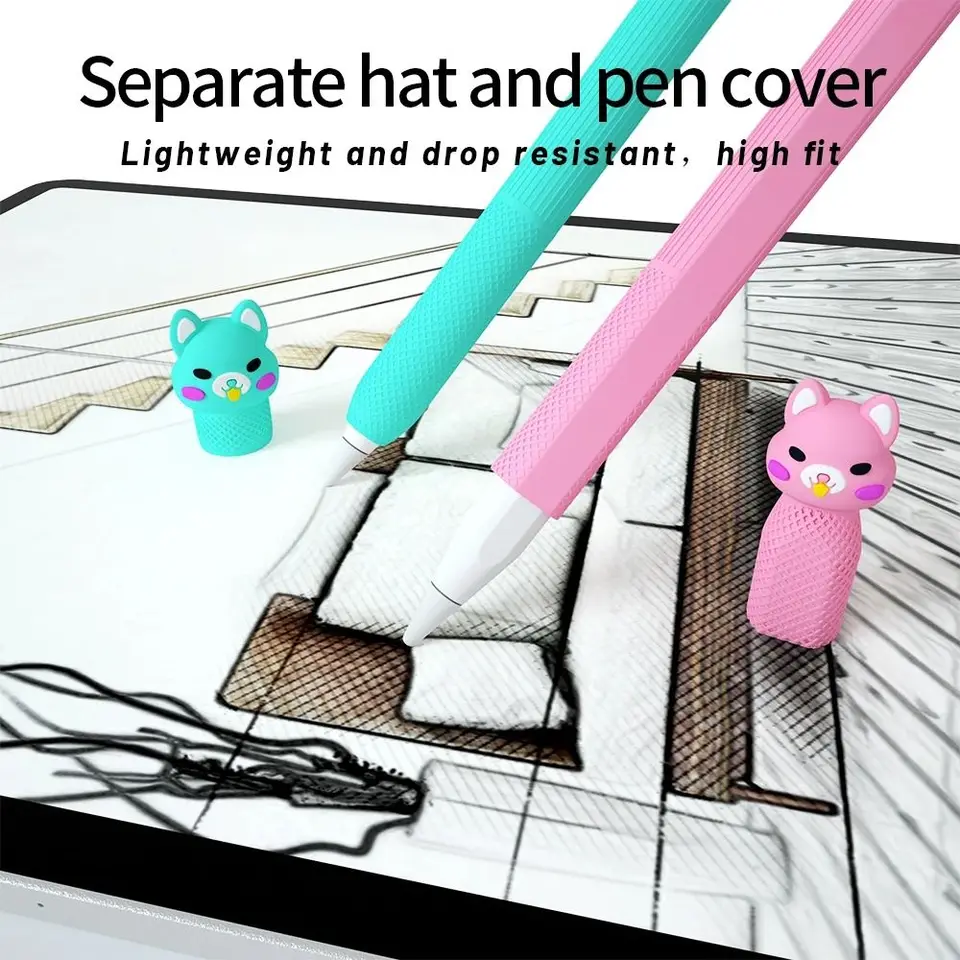 Chránič ceruzky Cuent Cuil Cartoon Silikone Silikone Sleeve Accessories Anti-Scratch pre jablkovú ceruzku 2