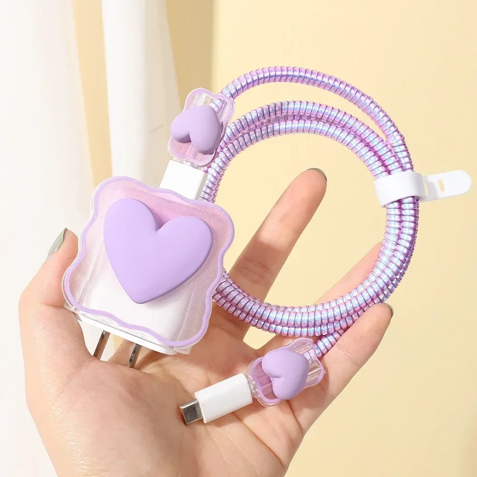 Chránič kábla nabíjačky rukávov 3D gradient Color Soft Silikone Chare pre iPhone 18W 20W nabíjačku nabíjačku ochranná