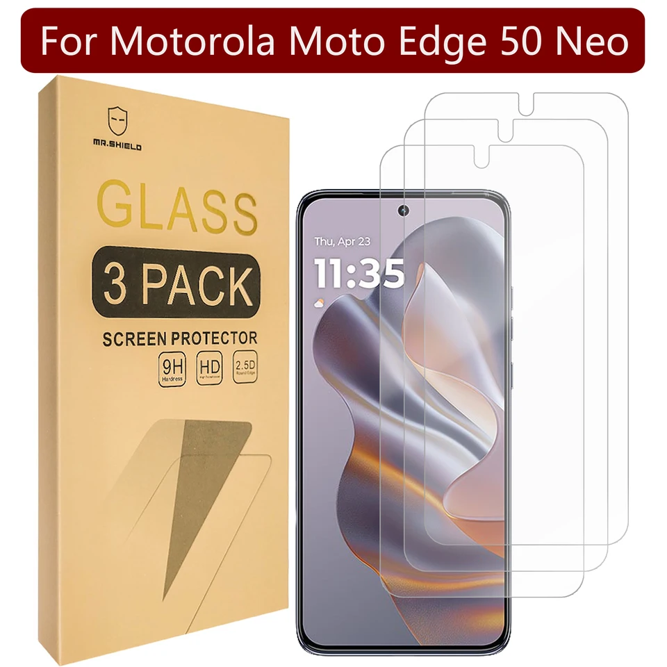 Chránič obrazovky Mr.Shield kompatibilný s Motorola Moto Edge 50 Neo [Temperované sklo] [3-pack] [Japonské sklo s tvrdosťou 9H]