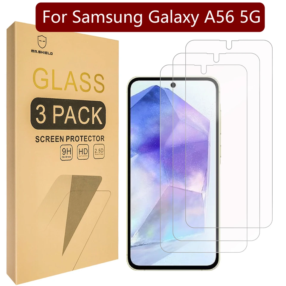 Chránič obrazovky Mr.Shield kompatibilný s Samsung Galaxy A56 5G [Temperované sklo] [3-pack] [Japonské sklo s tvrdosťou 9H]