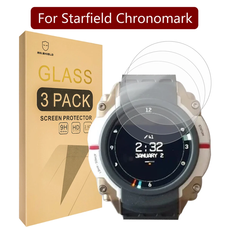 Chránič obrazovky Mr.Shield kompatibilný s Starfield Chronomark [Tempered Glass] [3-pack] [japonské sklo s tvrdosťou 9H]