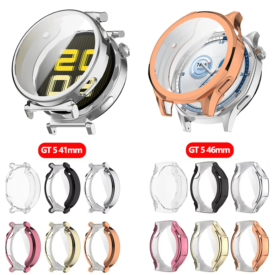 Chránič obrazovky pre Huawei Watch GT 5 41 mm TPU puzdro všade okolo mäkkého nárazníka Ochranný kryt Huawei GT 5 46mm
