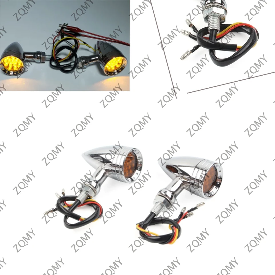 Chrómová motocyklová LED brzdenie brlinkovača Turn Signal Signál pre Harley Honda Yamaha Kawasaki BMW