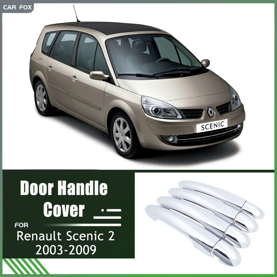 Chrómové obaly na rukoväte dverí pre Renault Scenic 2 II MK2 2003 2004 2005 2006 2007 2008 2009 2009