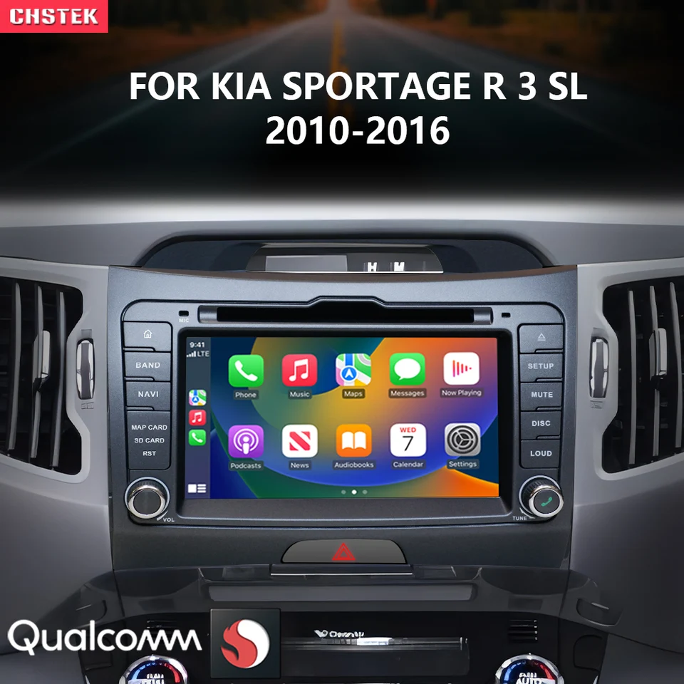 Chstek Android 13 Car Radio Radio Multimedia Stereo Carpaly Navigation Auto Screen Screen for Kia Sportage R 3 SL 2010-2016 Bluetooth WiFi 4G