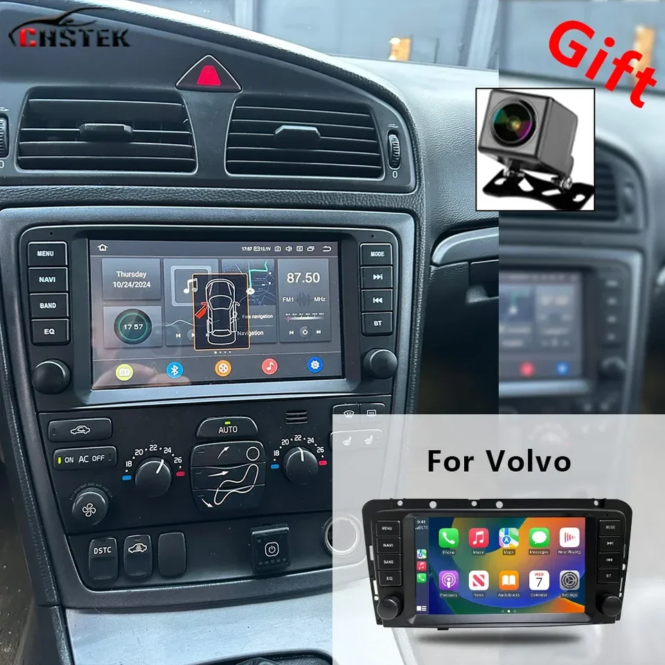 CHSTEK Car Radio Android 13 pre Volvo S60 S40 XC70 V70 V40 2005 2006 2007 2008 2009 Multimediálne CarPlay Navigation WiFi 4G Stereo