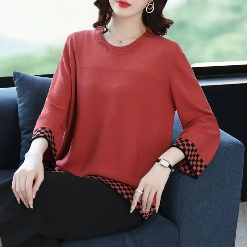 Chubby Mom Outfit Summer New Ice Silk Top pre ženy so siedmimi štvrťročnými rukávmi na zakrytie brucha a základná košeľa pre ženy