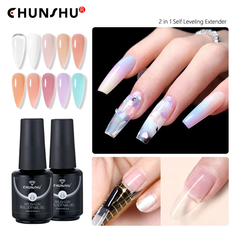 Chunshu 15 ml Clear Building Nail Gel na nechtový lak na nechty pre posilňovač gél Gum Gum Gum Base vo fľaši nasiaknutá gélová klinec