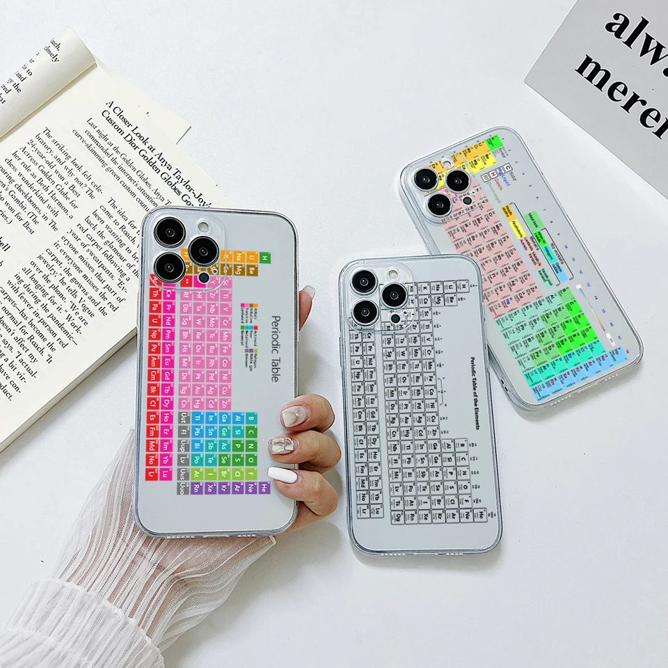 Chémia Periodická tabuľka prvkov pre telefón pre iPhone 15 14 13 12 11 Pro Max x xr 7 8 plus mäkký silikón Transparent Capa
