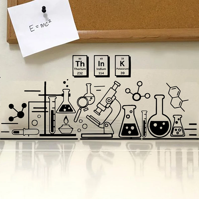 Chémia veda Think Wall Sticker Classroom School Vzdelávacie experimenty Laboratórium Inšpiratívne nástenné nálepky vinyl dekor