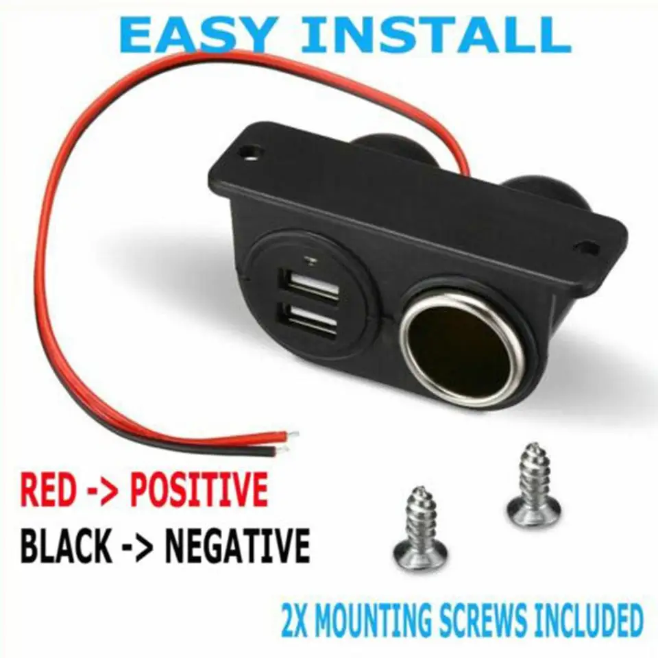 Cigar Lighter Socket Multi Port Socket Dual USB Vstavané cigaretové cigarety Cigar Cigar Auto zapaľovač jack