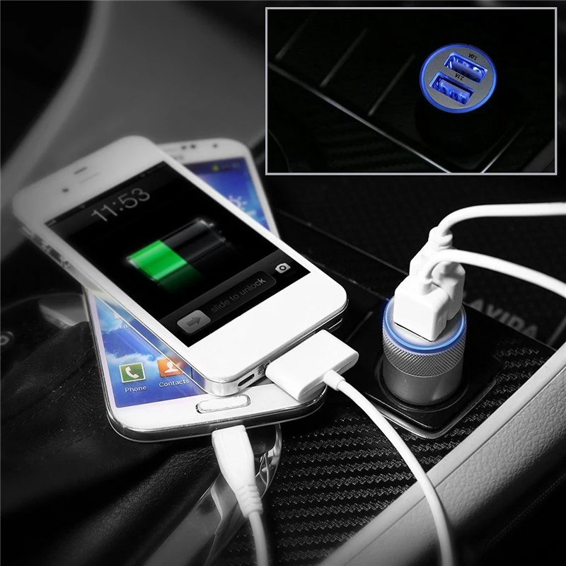 Cigareta zapaľovacia objímka nabíjačku auta 2.1a 1A nabíjačka mobilného telefónu 2 port USB Fast Car Charger pre iPhone Samsung Tablet Accessor