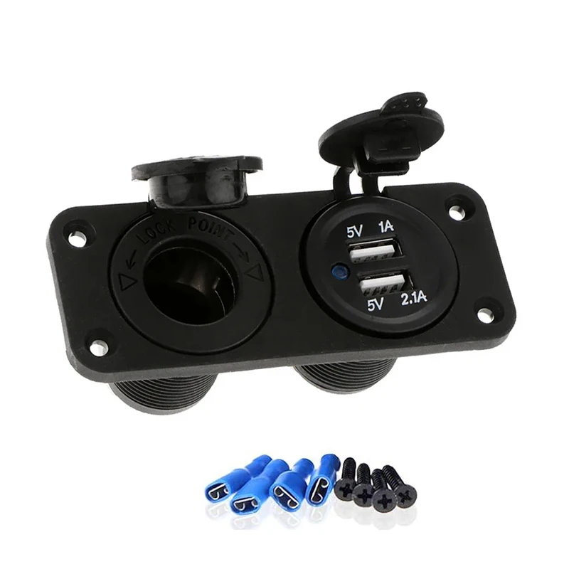 Cigareta zapaľovacia objímka Splitter 12V Dual USB nabíjačka napájací adaptér pre automobilové lodné morské motocykle RV DIY Kit