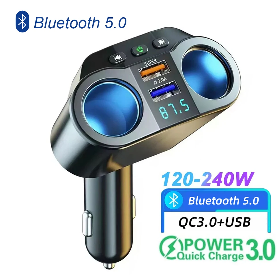 Cigareta zapaľovača na nabíjačku s zásuvkou qc3.0 rýchla nabíjačka Dual USB 3.1A Digitálny displejový adaptér pre všetky telefóny