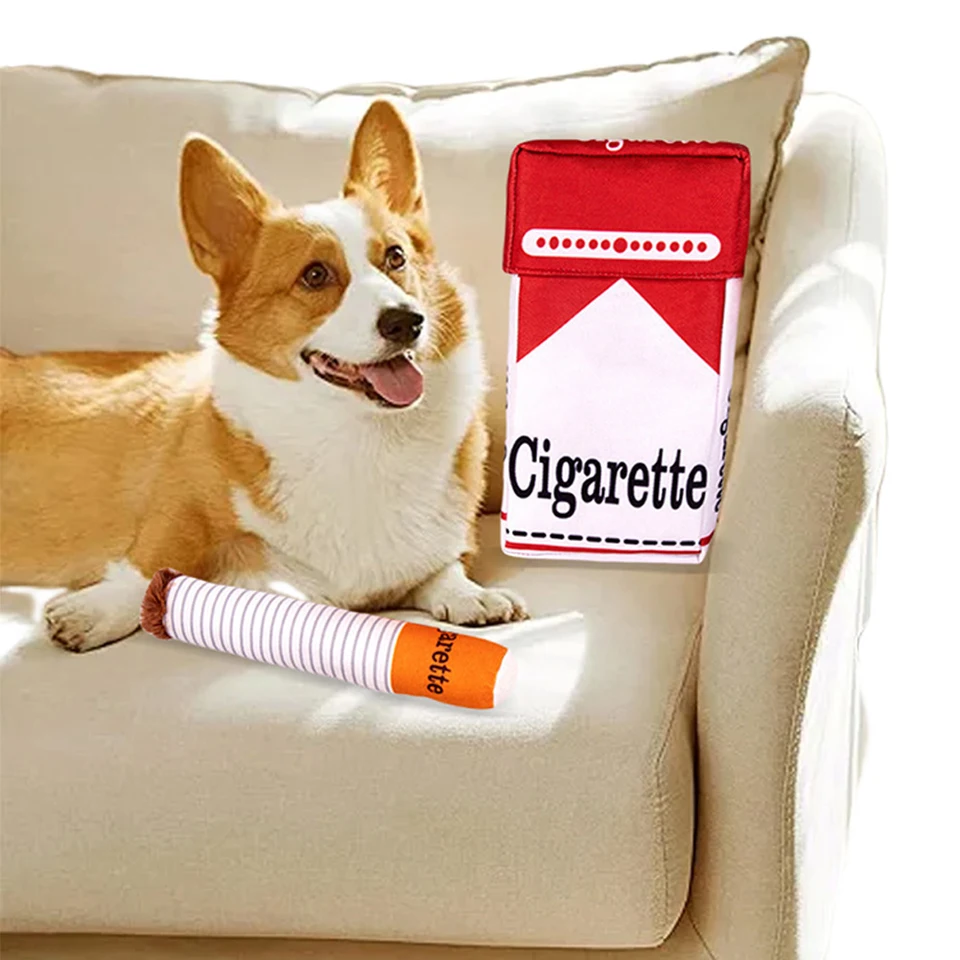 Cigarety psie hračky Imitácia cigaru žuvačka hračky Interaktívne plyšové psie žuvacie hračky Novinka plnené hračky pre psov