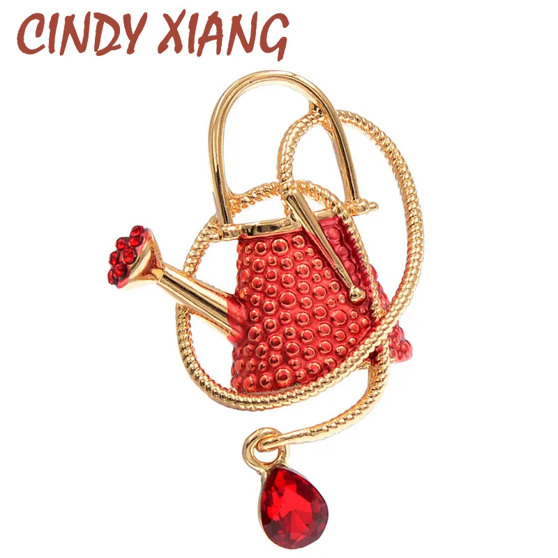 Cindy Xiang Nová karikatúra smaltovaná červená zelená kovová brošňa PIN Voda
