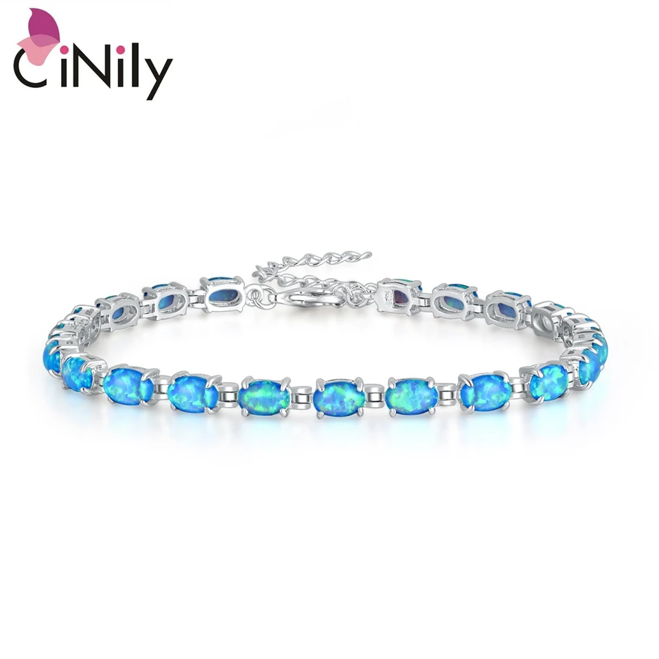 Cinily biela modrá ružová oheň Opal Stone retiazka Link Bracelet strieborný čierny zlatý jemný prameň tenis náramky šperky samice samice