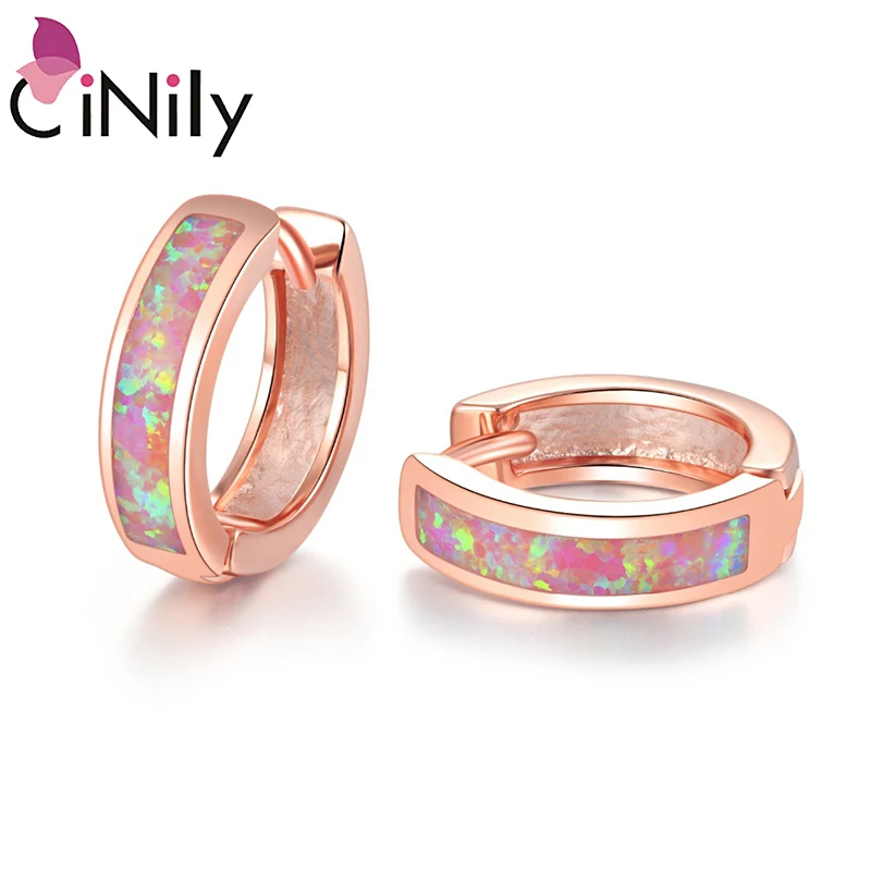 Cinily Classic viacfarebný voliteľný opál Rose Gold/Strieborné náušnice pre ženy módne šperky Mini malé zaokrúhlené