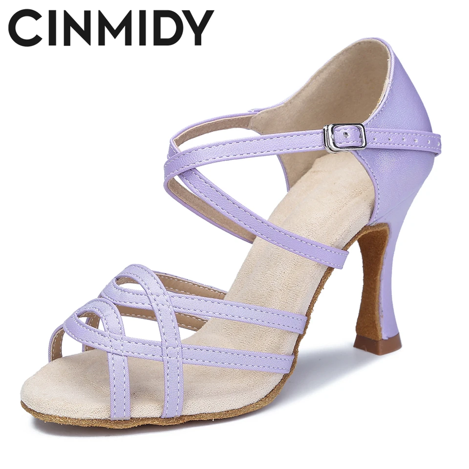Cinmidy Nové tanečné topánky Soft podrážky fialové latinské tanečné topánky Ženy Tango topánky pre dievčatá Salsa Party Shoes Indoor Dámske sandále