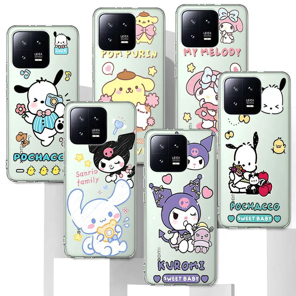 Cinnamoroll Kuromi Case pre Xiaomi Mi 9 CC9 A2 10T 12T 13 9t 12x 11 6x 8 11T Pro 10 11i A3 Lite Transparent TPU Phone Cover TPU