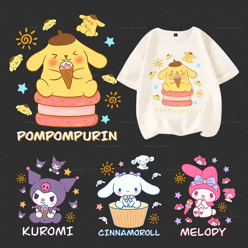 Cinnamoroll Patches železo na prevody tepla pre deti oblečenie tepelné Sanrio Hello Kitty Rodinné nálepky