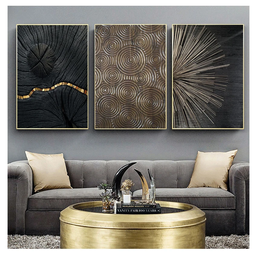 Circle Canvas Nordic Poster Art Wall Tlač abstrakt maľba moderná dekorácia Obrázok drevené zrno Ročné prstene Abstrakt