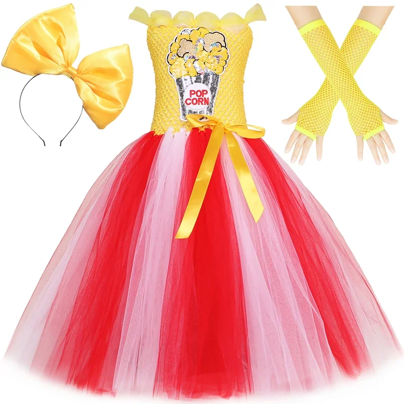 Cirkus Popcorn Costume Girls Vianočné karnevalové párty tutu šaty set jedlá pokup