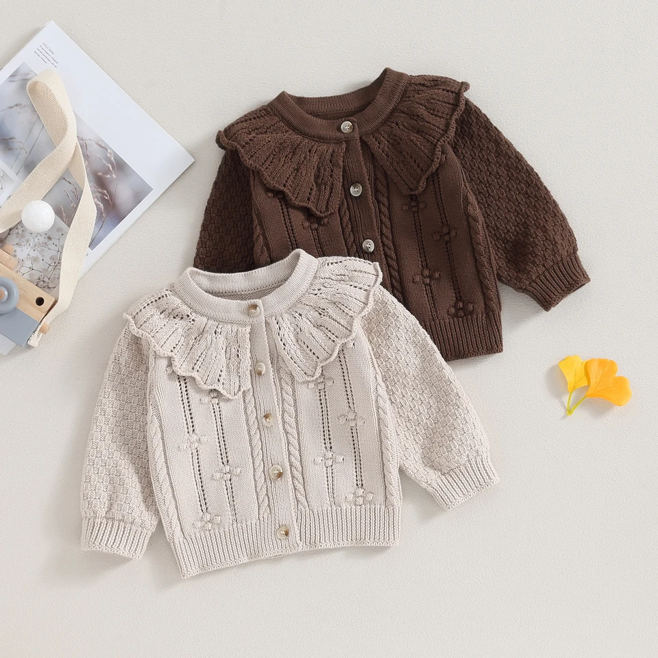 Citgeett Autumn Kids Dievčatá pletené sveter golier golier golier na vese