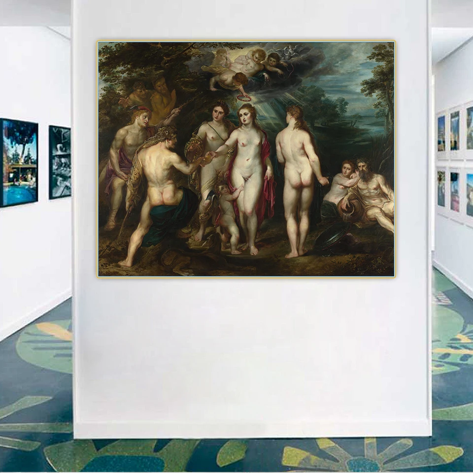 Citon Peter Paul Rubens 《Rozsudok Paríža》 Canvas olejomaľba Artwork plagát Dekoratívny obrázok nástenná dekorácia Domáca dekorácia
