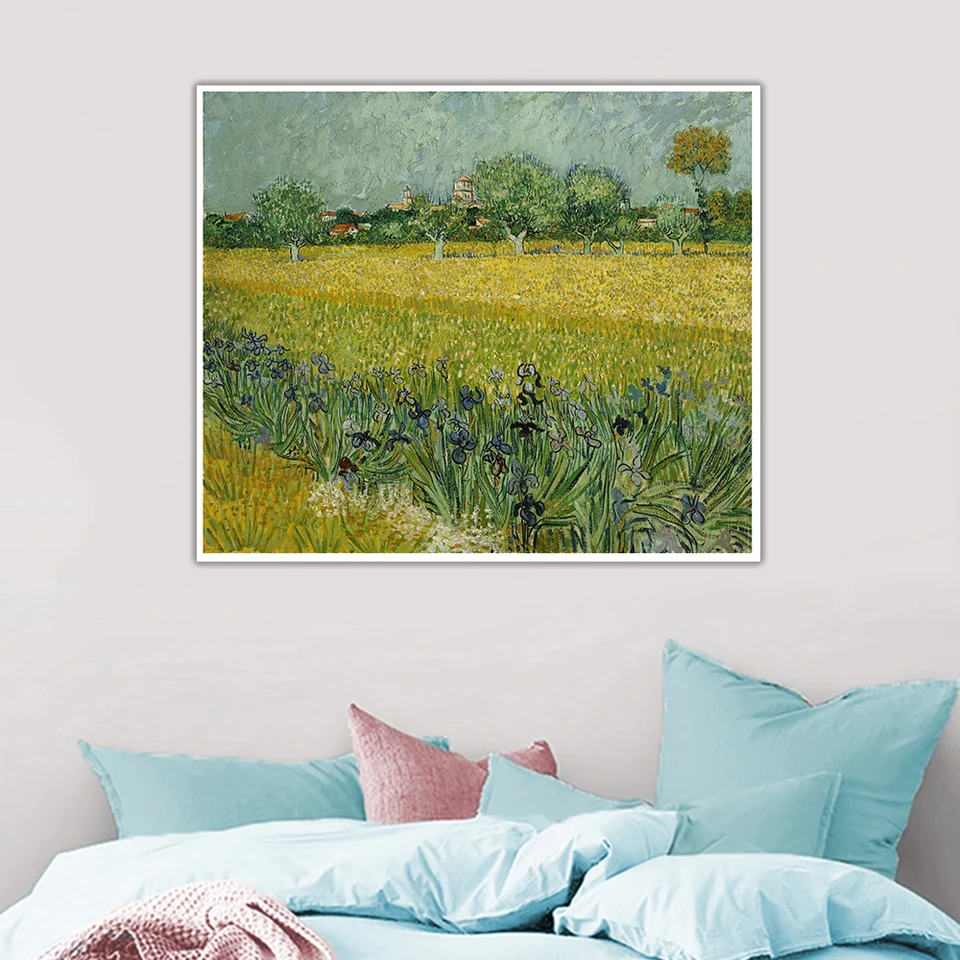 Citon van gogh 《pole s kvetmi v blízkosti Arles》 Canvas Art Art Olej olejomaľby Slávne umelecké dielo plagát Obrázok nástenná dekorácia Domáca dekorácia