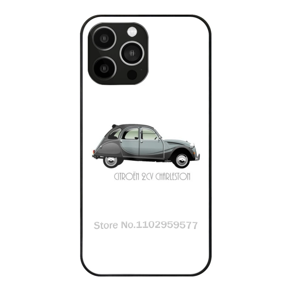 Citro? N 2cv šedé sklo puzdro pre Apple iPhone 15 14 13 11Pro xs max xr 7 x 12mini 6s zadný kryt telefónu 2cv cv deux chevaux