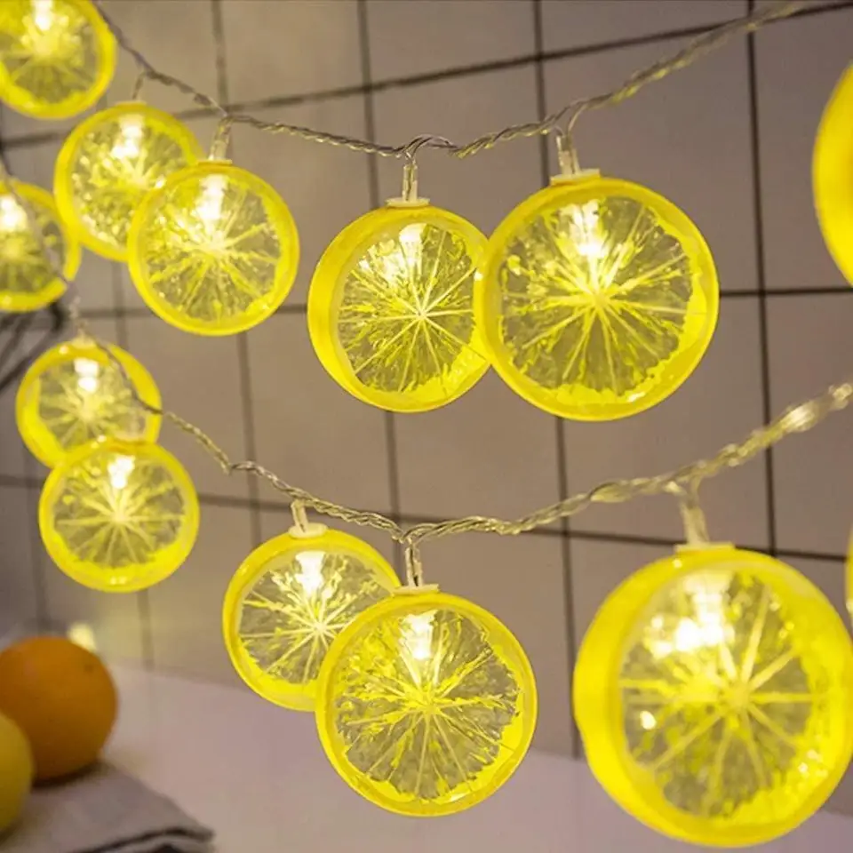 Citrón 20 LED rozprávkové svetlo vonkajšie zavesené lampy Struky na dovolenku Vianočné večierky Vodotesné rozprávkové svetlá záhradné girland