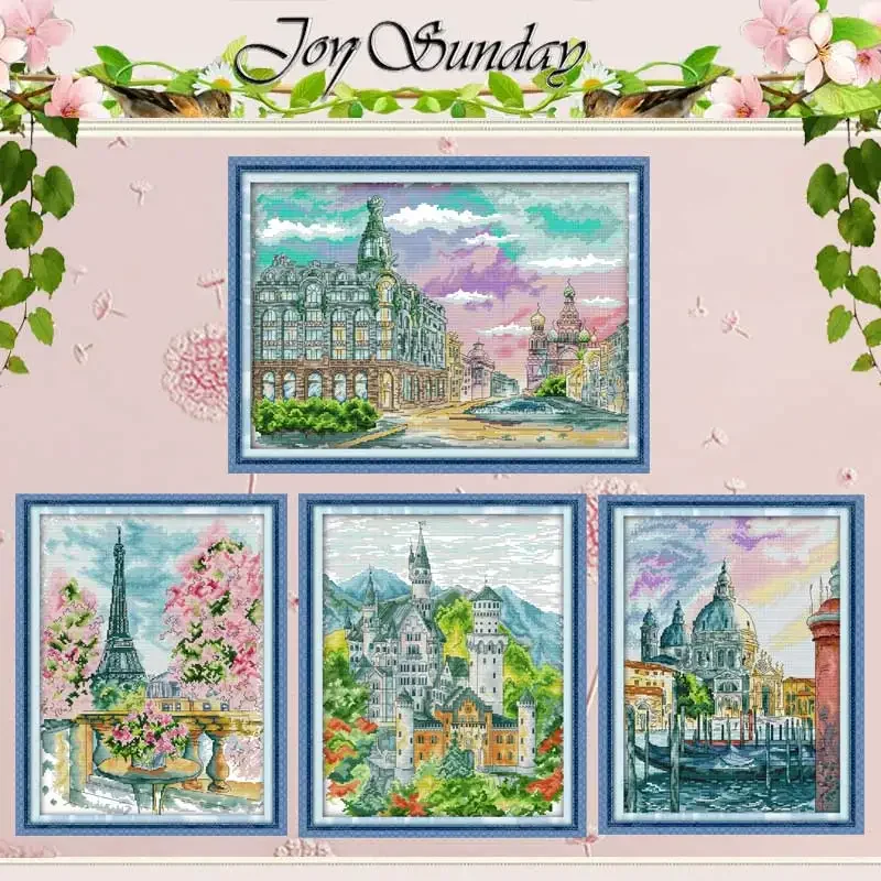 City panoryrstvá spočítané krížový steh set DIY