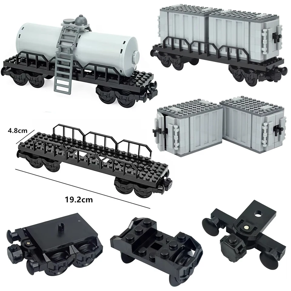 City Train Container Track Staveb Building Blocks Freight Kompatibilný 92088 Vlak základných kolesových vozíkov pre deti pre deti