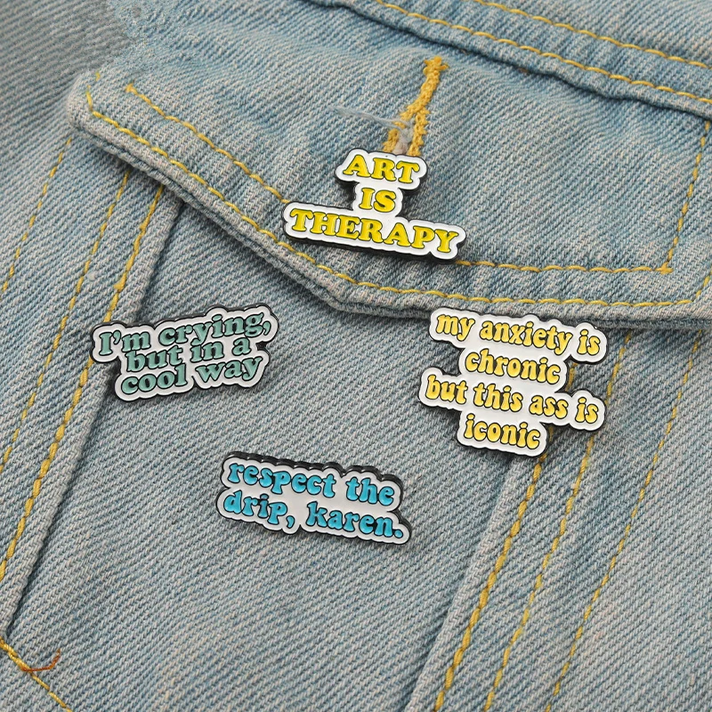 Citáty enamel pins umením je terapia banner brošňa pre batohy tašky na odevo