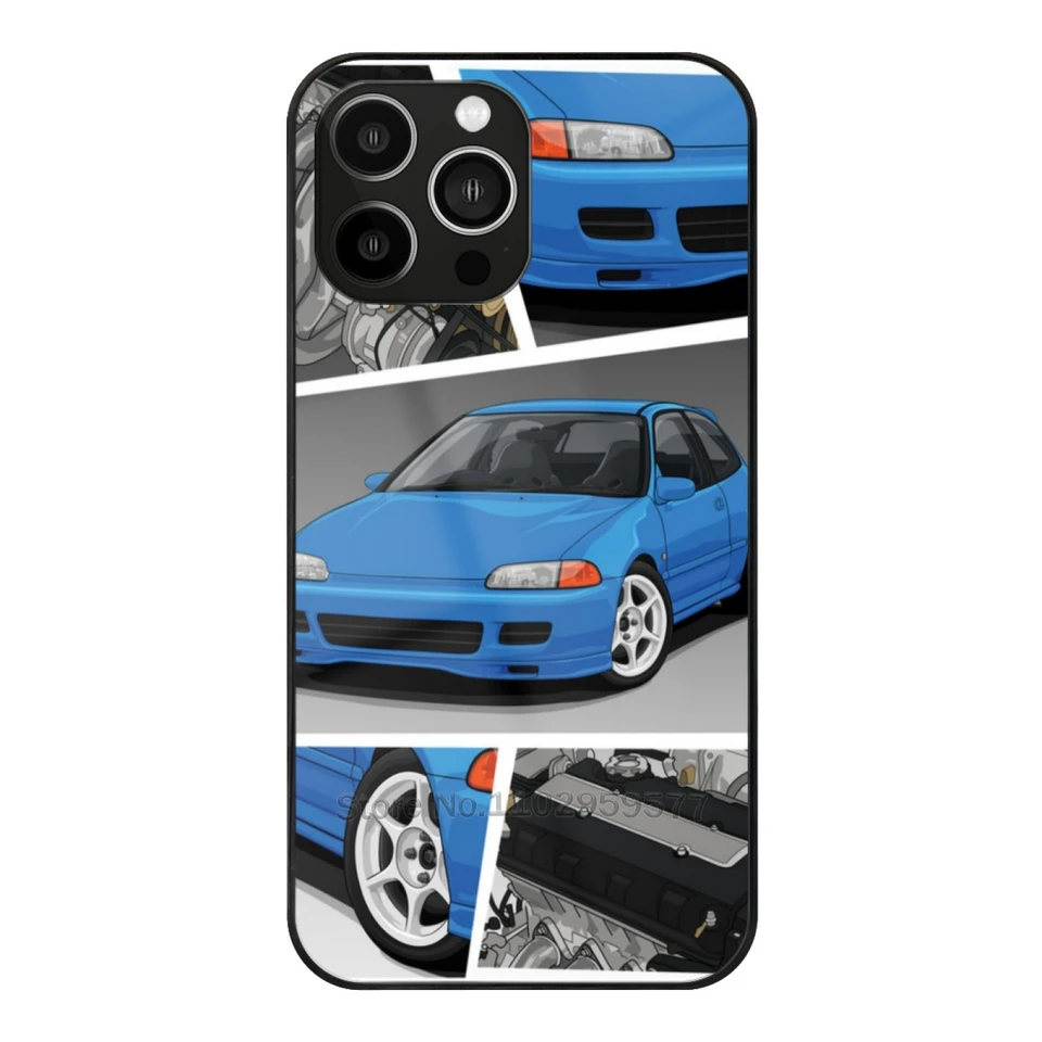 Civic EG B16 Pase Glass Glass pre iPhone15 14 13 11 12 Pro Max Mini XR X XS 6 7 8 Plus Cover Civic EG CivicG Civic92